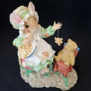 Vintage "Little Miss Muffet" Priscilla Hillman Figurine Mouse Teddy Bear
